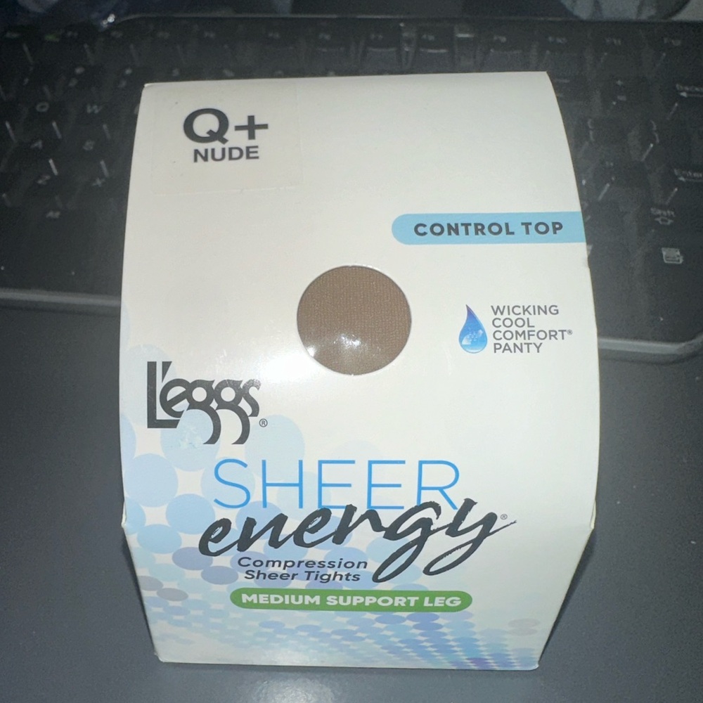 L'eggs Control Sheer Energy Compression Sheer Tights Size Q+ Nude Color